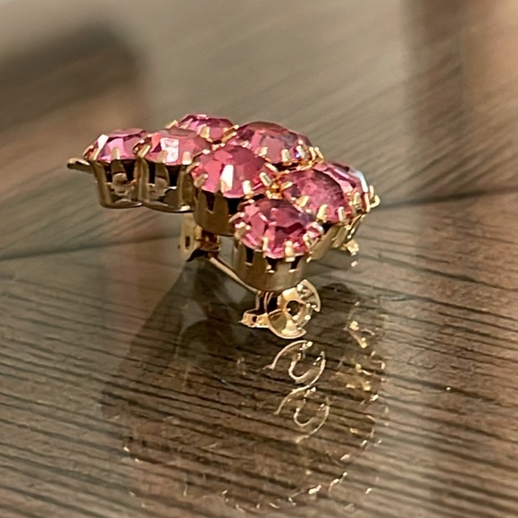 Vintage Pink Rhinestone Fruit or Grape Cluster Pin - Picture 6 of 14
